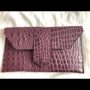 Custom JJ Winters purple croc flap clutch
